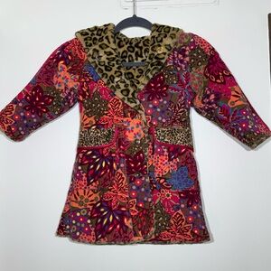 Vintage Children’s Place Reversible Floral Print Coat Jacket Leopard Print Boho
